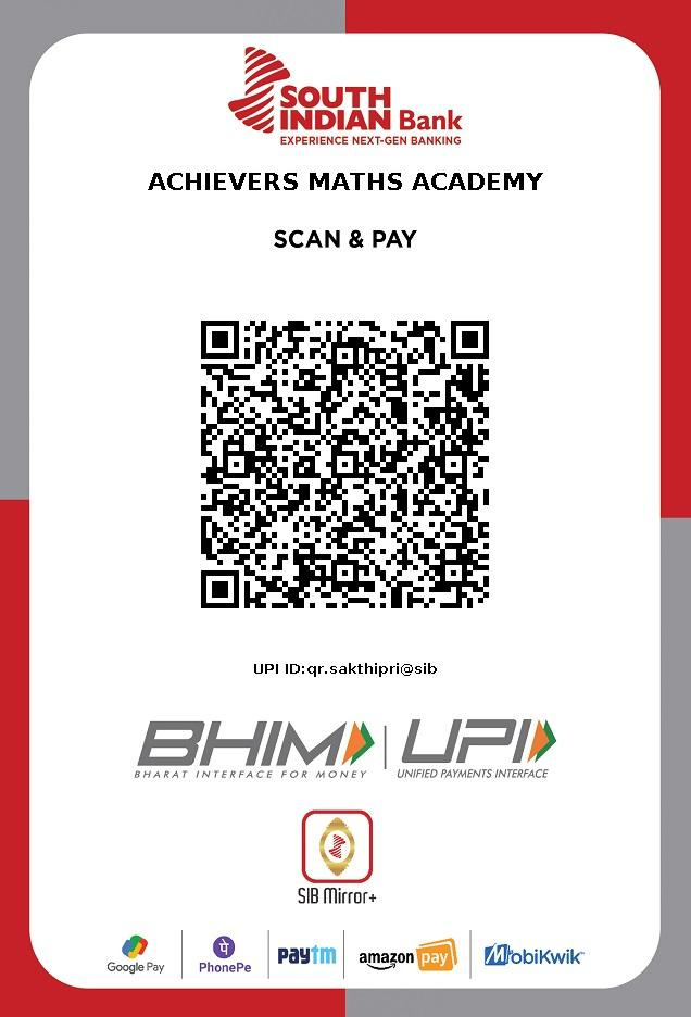 Achievers Maths Academy South Indian Bank Scan and Pay QR code